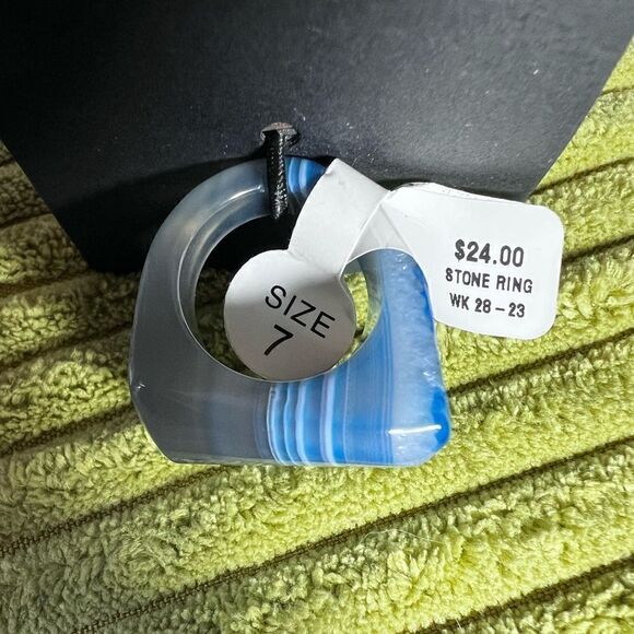 Stone ring size 7 blue grey tones - Picture 4 of 7